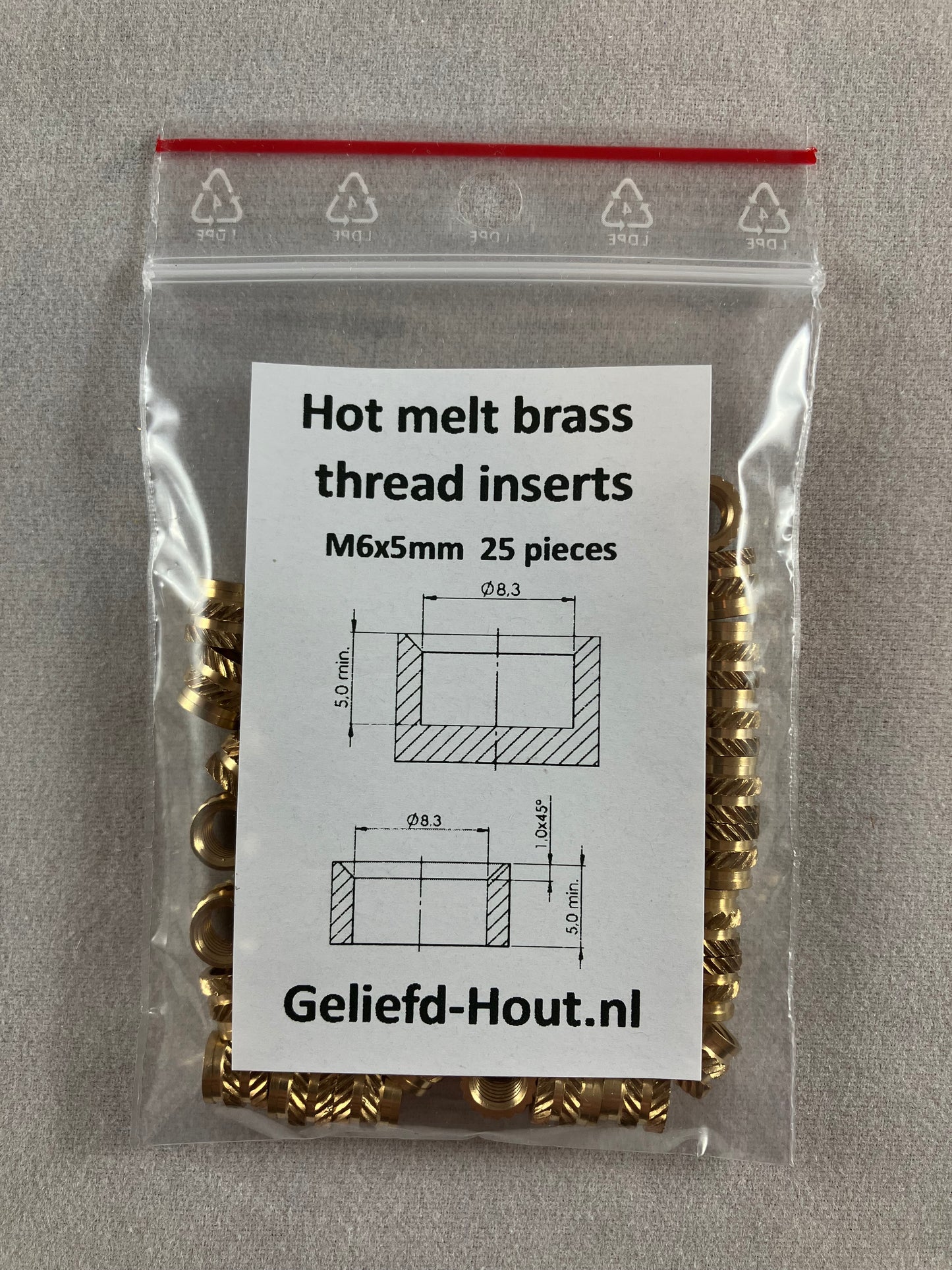 Schroefdraad insert M3 M4 M5 en M6 voor 3D printer