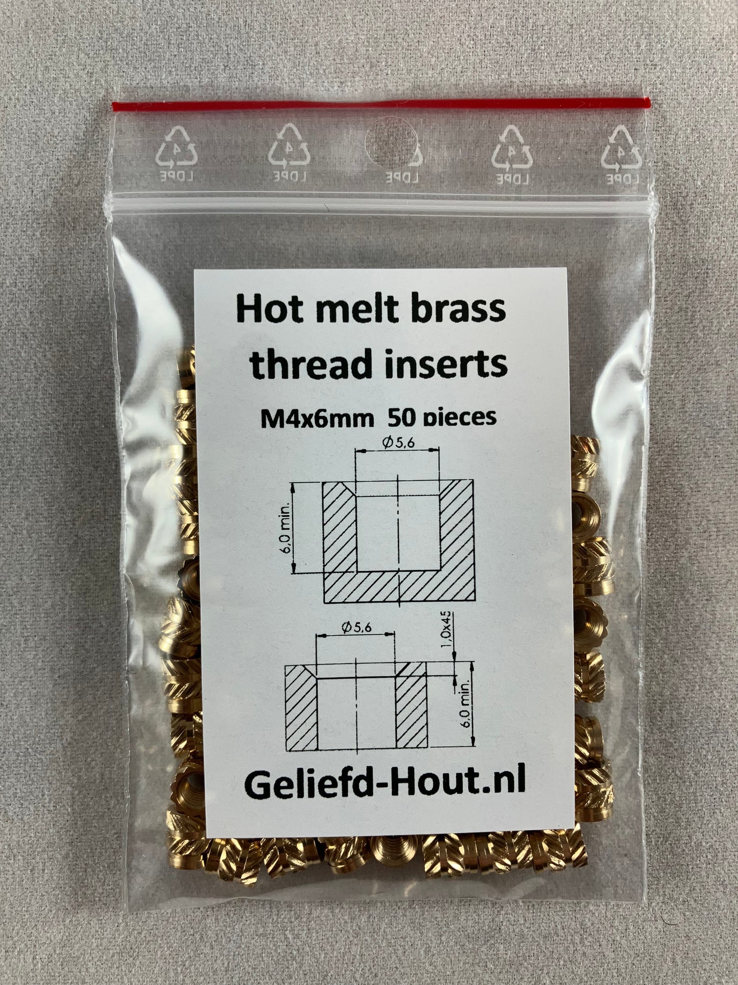 Schroefdraad insert M3 M4 M5 en M6 voor 3D printer