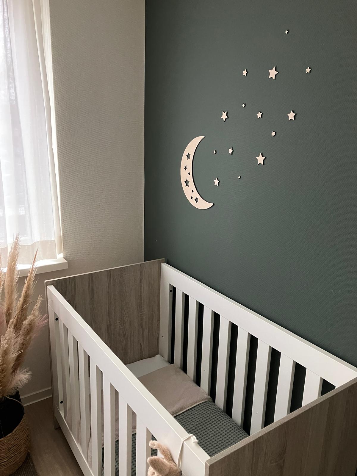 Wooden moon with stars