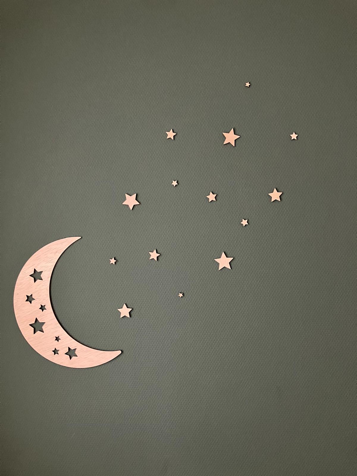 Wooden moon with stars